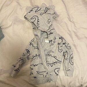 Gray Dinosaur Print Baby Hoodie